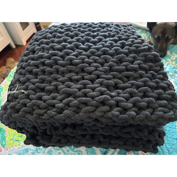 Urban Outfitters Jete Chunky Blanket NWT Charcoal Gray Chunky knit - Picture 8 of 8